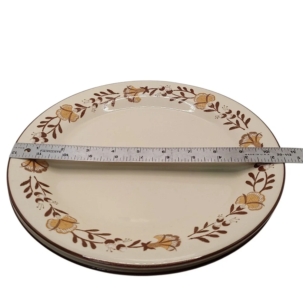 International China Dinner Plate 1776 Liberty Brown Stoneware 70s Set of Two SEE